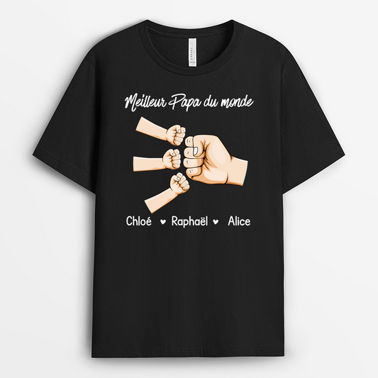4912AFR1 t shirt personnalise meilleur papa pour toujours poings 4912a8i7b