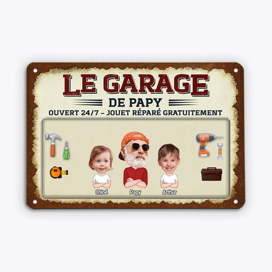 4938EFR2 plaque en metal personnalisee le garage de papa bricoleur design cartoon 4938e5y0b