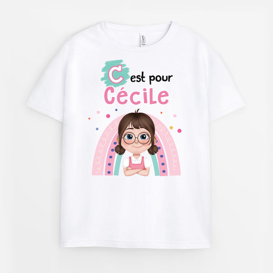 4957AFR1 t shirt enfant personnalise avec initiale et prenom 4957a6qak