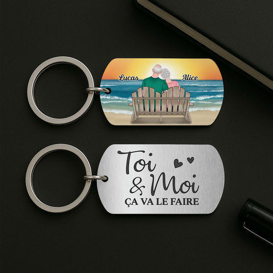 4990JFR2 porte cle aluminium personnalise pour couple toi et moi 4990j34tg