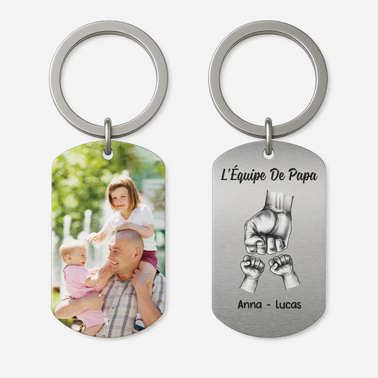 4992JFR1 porte cle aluminium personnalise photo lequipe de papa version poings 4992j3knb
