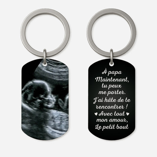 5017JFR1 porte cle aluminium personnalise photo pour futur papa ton petit bout 5017j8hnb