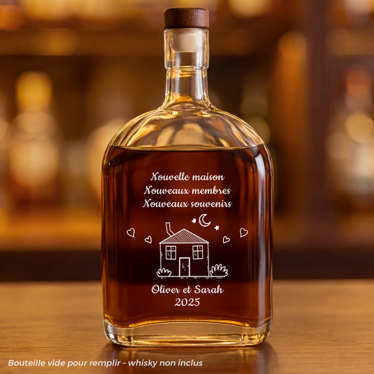 5039AFR1 nouvelle maison dessin crayon bouteille whisky personnalisable pour couple 5039aitpng