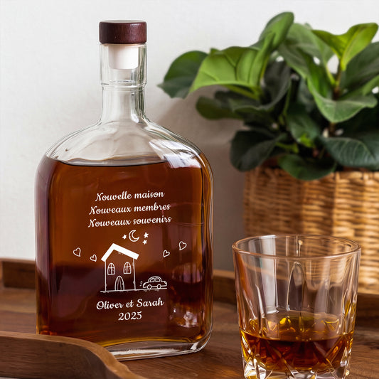 5039AFR2 nouvelle maison dessin crayon bouteille whisky personnalisable pour couple 5039aitpng