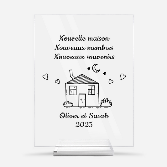 5039RFR1 plaque en acrylique personnalisee pour couple nouvelle maison dessin crayon 5039rtnng