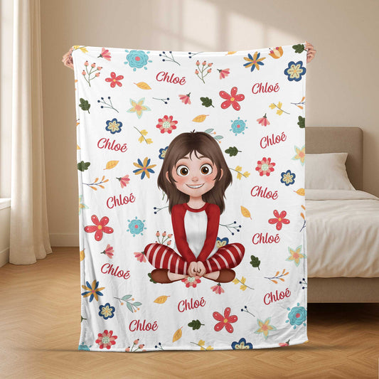 5048BFR1 plaid personnalise pour femme design cartoon avec fleurs 5048btlaa