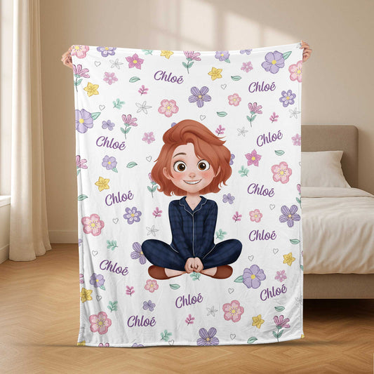 5048BFR2 plaid personnalise pour femme design cartoon avec fleurs 5048btlaa