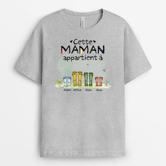 5078AFR2 t shirt personnalise maman cette maman appartient a version bottes colorees 5078a6m5a