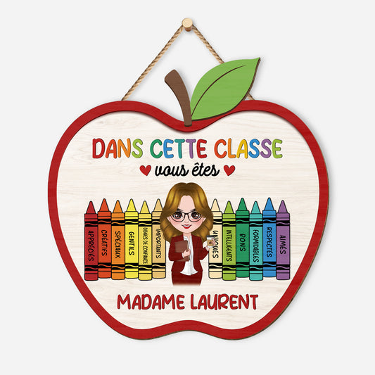 5118QFR1 plaque en bois personnalisee maitresse a suspendre dans cette classe 5118q66ta