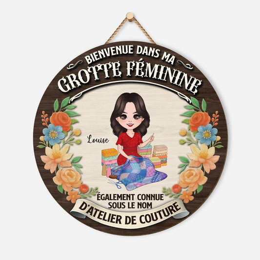 5120QFR1 plaque en bois personnalisee a suspendre mon atelier de couture 5120q