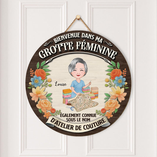 5120QFR2 plaque en bois personnalisee a suspendre mon atelier de couture 5120q