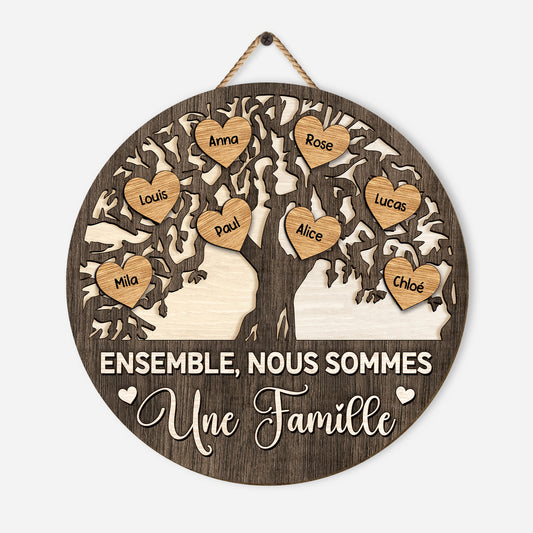 5128QFR1 plaque en bois personnalisee a suspendre ensemble nous formons une famille version arbre 5128q3tti