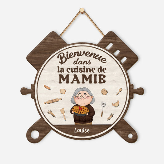 5131QFR1 plaque en bois personnalisee a suspendre bienvenue dans la cuisine de mamie 5131qt6na
