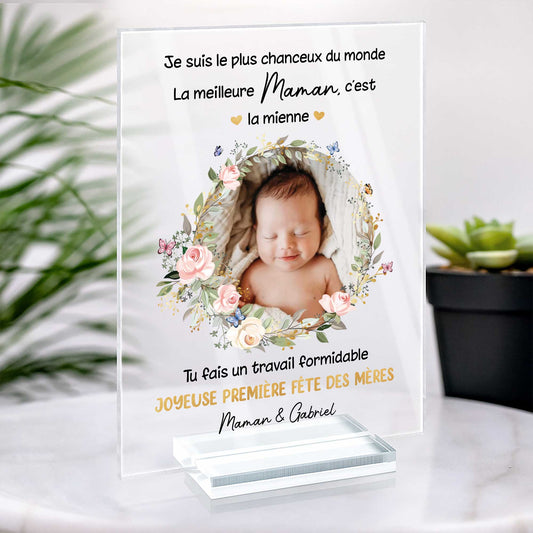 5139RFR2 plaque en acrylique personnalisee photo la meilleure maman du bebe 5139r86ab