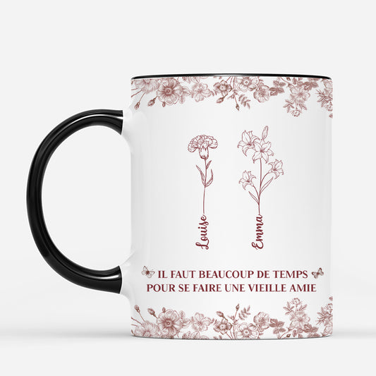 5193MFR2 mug personnalise meilleure amie une vieille amitie florale style blue toile 5193m3yaf