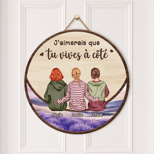 5198QFR2 plaque en bois personnalisee pour meilleure amie vivre a cote 5198q3zzf