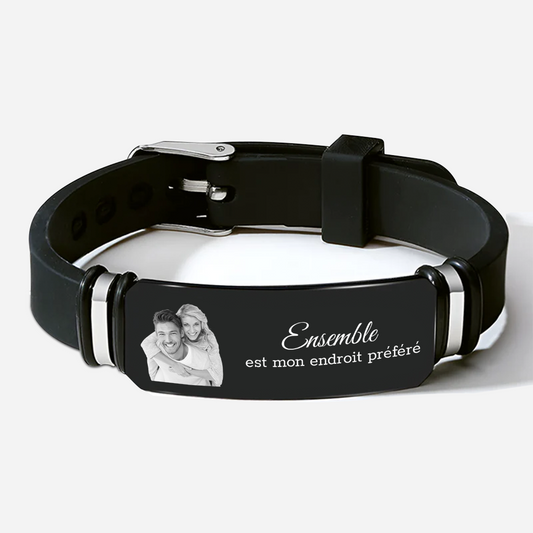 5272JFR1 bracelet personnalise couple avec photo ensemble pour toujours et a jamais 5272j3n5g