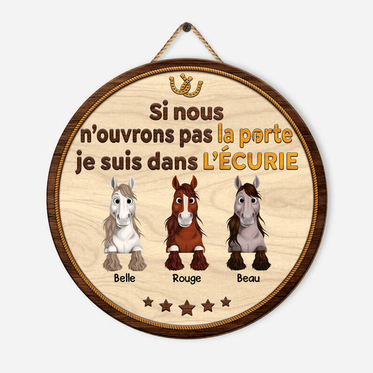 5295QFR1 plaque en bois personnalisee avec cheval nous sommes dans l_ecurie 5295q8qmu