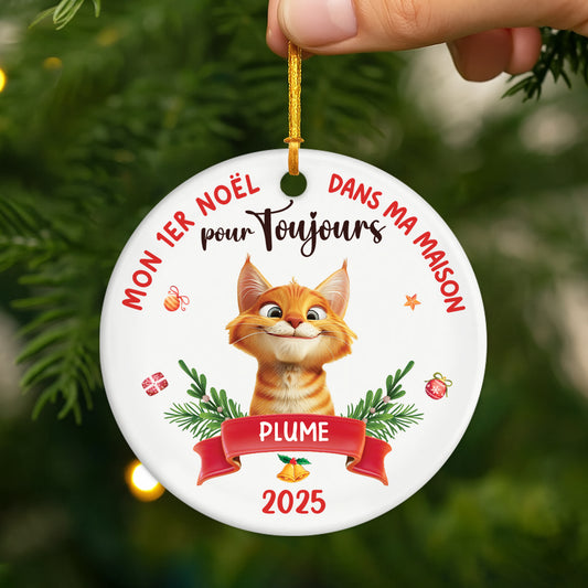 5362OFR2 ornement ceramique personnalise chat mon premier noel dans ma maison pour toujours 5362o8vzd