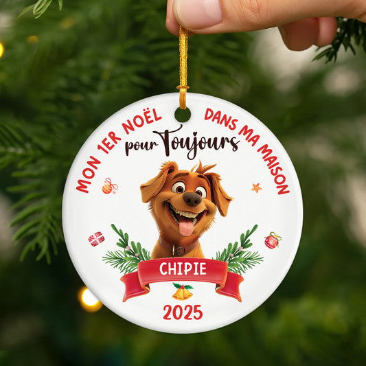5362OFR2 ornement ceramique personnalise chien mon premier noel dans ma maison pour toujours 5362o8vzc