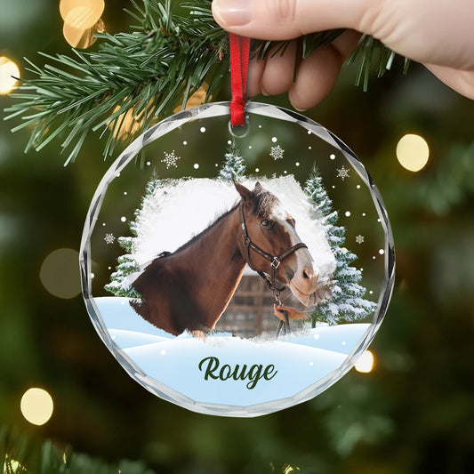 5379OFR2 ornement en verre noel cheval sapin personnalise photo 5379oktmu