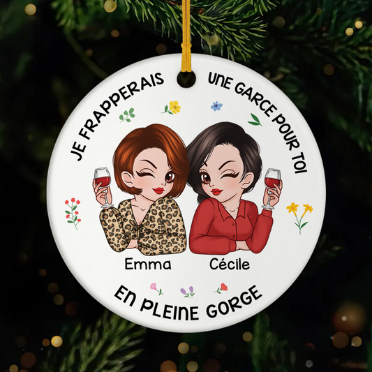 5404OFR1 ornement noel ceramique personnalise pour amie je frapperais pour toi 5404o