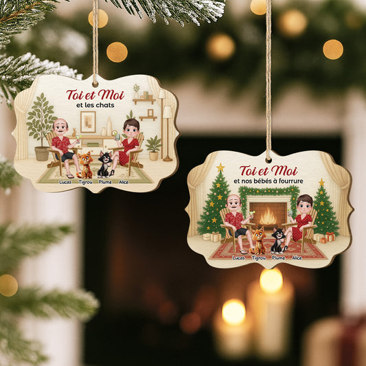 5418OFR2 ornement noel en bois a 2 couches personnalise couple chat toi et moi et notre bebes a fourrure 5418o6lmg_00ce8258 75c5 44ee bf23 bf1f22748d9b