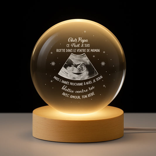 5428LFR1 veilleuse boule de cristal personnalisee photo pour future mamanfutur papa message noel de bebe 5428lkt5b