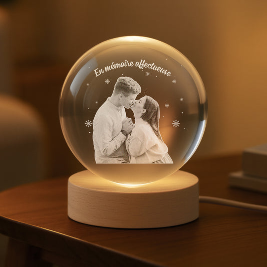 5482LFR2 veilleuse boule de cristal personnalisee avec photo couple en memoire affectueuse 5482ltzcg