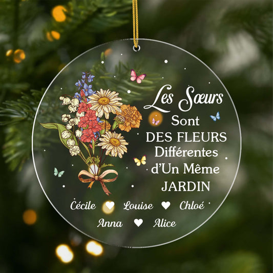 5497OFR1 ornement noel en acrylique personnalise pour amie soeurs sont des fleurs differentes 5497o6qta