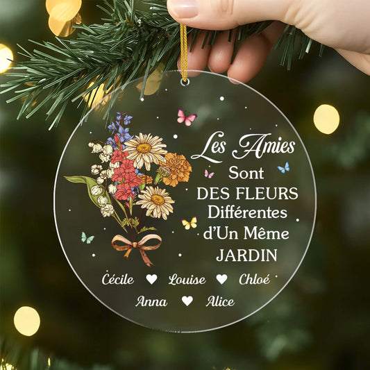 5497OFR2 ornement noel en acrylique personnalise pour amie soeurs sont des fleurs differentes 5497o6qta