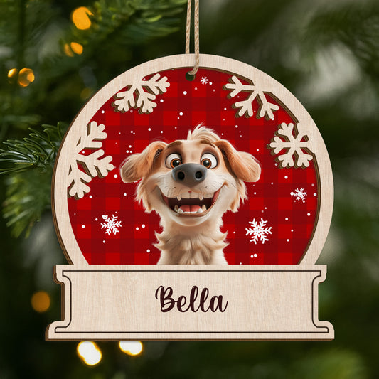 5510OFR1 ornement noel en bois a 2 couches personnalise mon petit chien noel version 3d 5510okzac