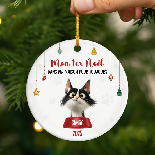 5526OFR2 ornement noel ceramique personnalise chat chat premier noel dans ma maison 5526o8und