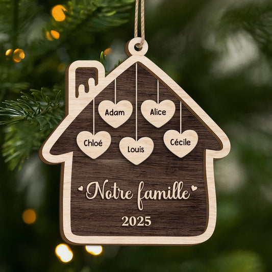 5543OFR1 ornement en bois a 2 couches personnalise famille notre maison de famille 5543o8lti