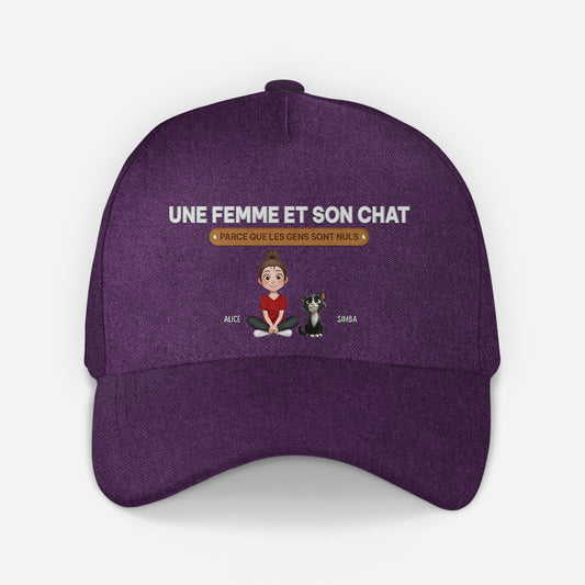 5552JFR1 casquette personnalisee un femme et son chat 5552jtvnd