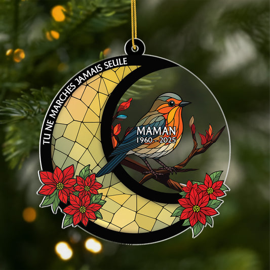5630OFR1 ornement en acrylique maman commemoratif personnalise tu ne marches jamais seule cardinal rouge et la lune 5630o8qma