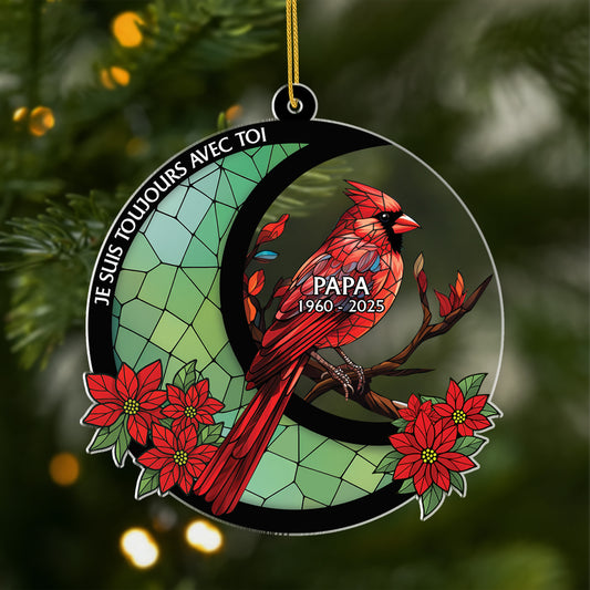 5630OFR1 ornement en acrylique papa commemoratif personnalise toujours avec toi cardinal rouge et la lune 5630o8qmb