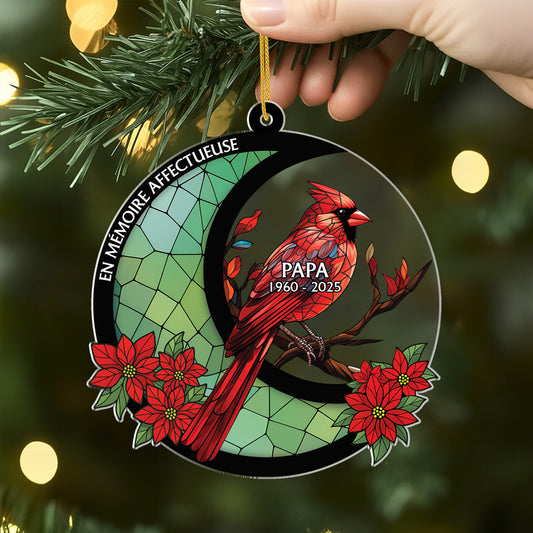 5630OFR2 ornement en acrylique maman commemoratif personnalise tu ne marches jamais seule cardinal rouge et la lune 5630o8qma