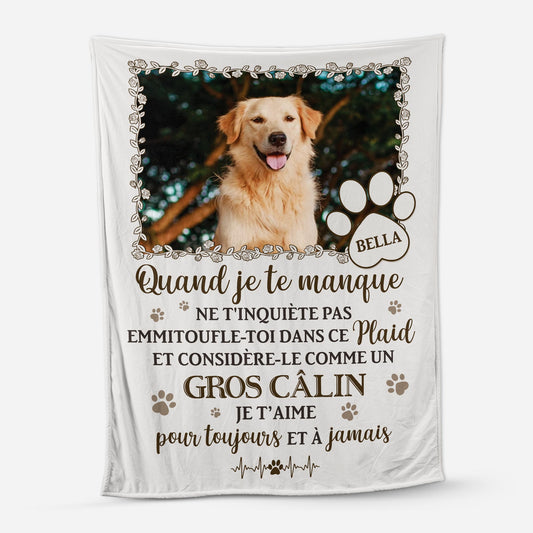 5642BFR1 plaid personnalise chien et chat commemoratif avec photo un gros calin 5642b8qac