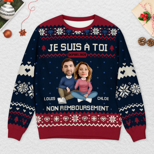 5701WFR2 pull moche de noel personnalise couple avec photo je suis a toi 5701w3zqg