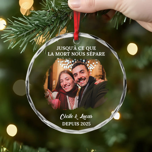 5738OFR2 ornement en verre personnalise de noel jusqua ce que la mort nous separe 5738o6ung
