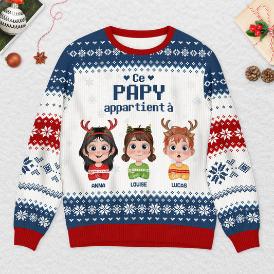 5779WFR2 pull moche de noel personnalise cette mamie ce papy appartient a 5779w8yna