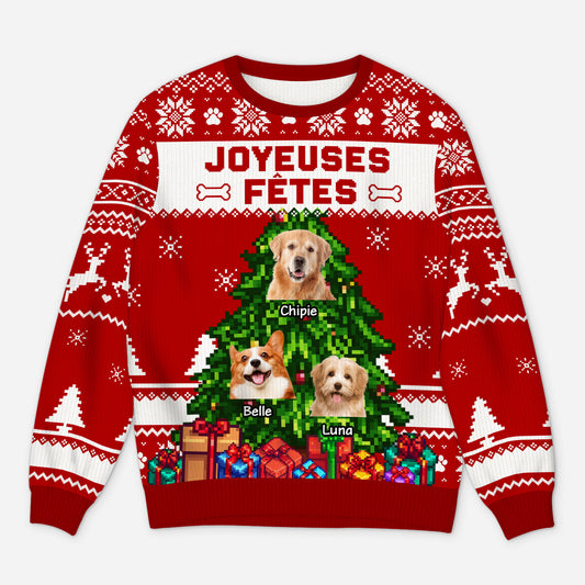 5787WFR1 pull moche de noel personnalise joyeuses fetes avec les chiens 5787wtqac
