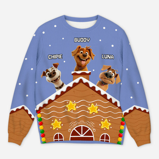 5796WFR1 pull moche de noel personnalise pere noel et des chiens 5796w8ycc