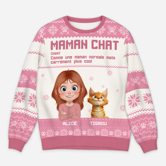 5803WFR1 pull moche de noel personnalise definition de maman chat 5803w3hzd