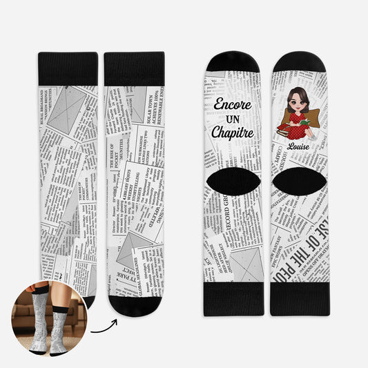 5809JFR1 chaussettes personnalisees pour les amoureux des livres encore un chapitre 5809jklma