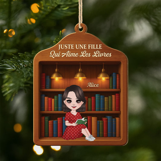 5839OFR1 effet dimpression 3d ornement en bois a 1 couche personnalise juste une fille qui aime les livres 5839oklma