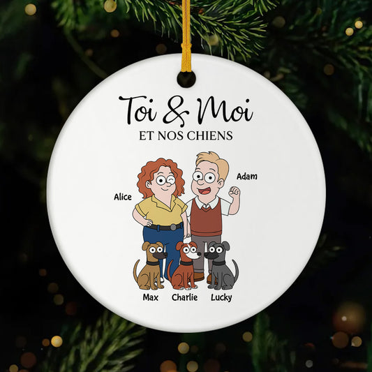 5854OFR1 ornement ceramique personnalise couple toi moi et le chien 5854okq7c
