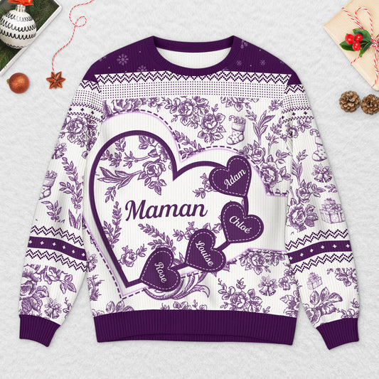 5879WFR2 pull de noel moche personnalise le grand coeur de mamie 5879wkmta