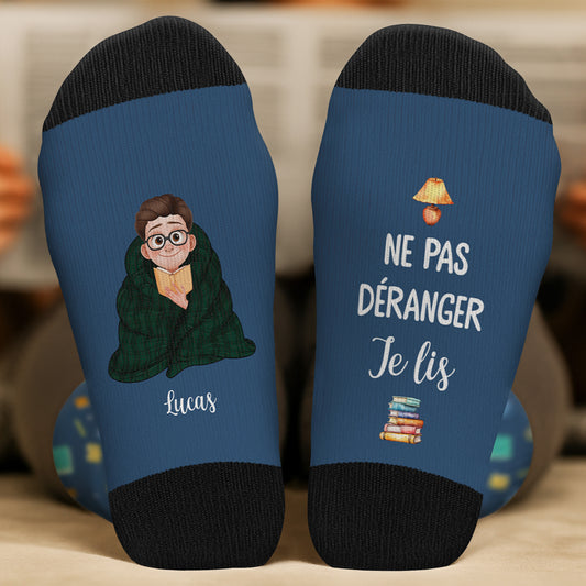5960JFR2 chaussettes personnalisees pour les amoureux des livres ne pas deranger je lis 5960j8maa